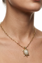 14K Altın Kaplama Ataç Zincirli Kaplumbağa Kolye 2