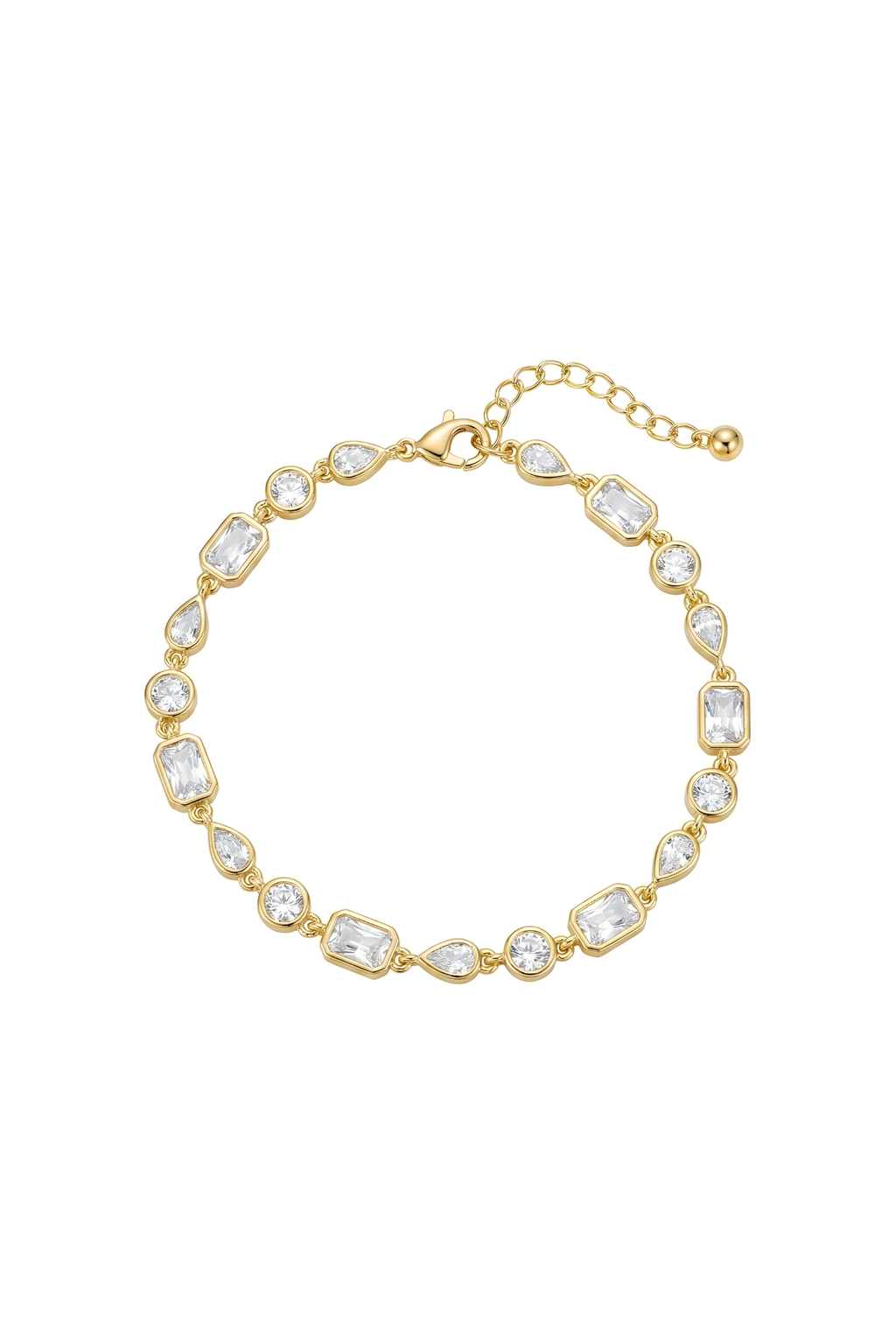 14K Altın Kaplama Baget ve Damla Taşlı Su Yolu Bileklik 1