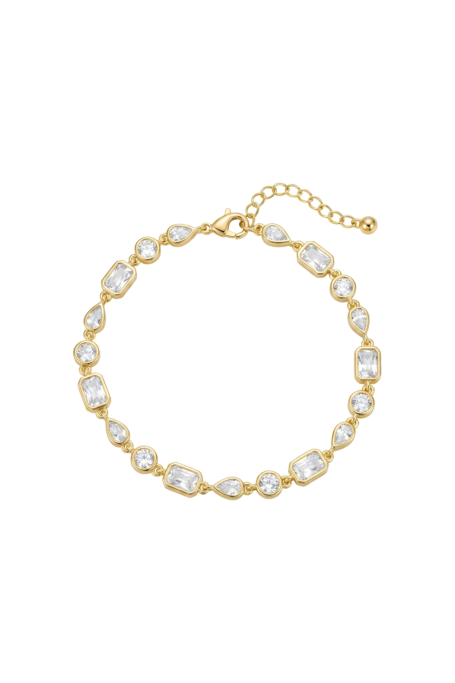 14K Altın Kaplama Baget ve Damla Taşlı Su Yolu Bileklik 1