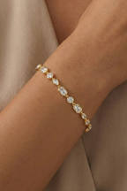 14K Altın Kaplama Baget ve Damla Taşlı Su Yolu Bileklik 2