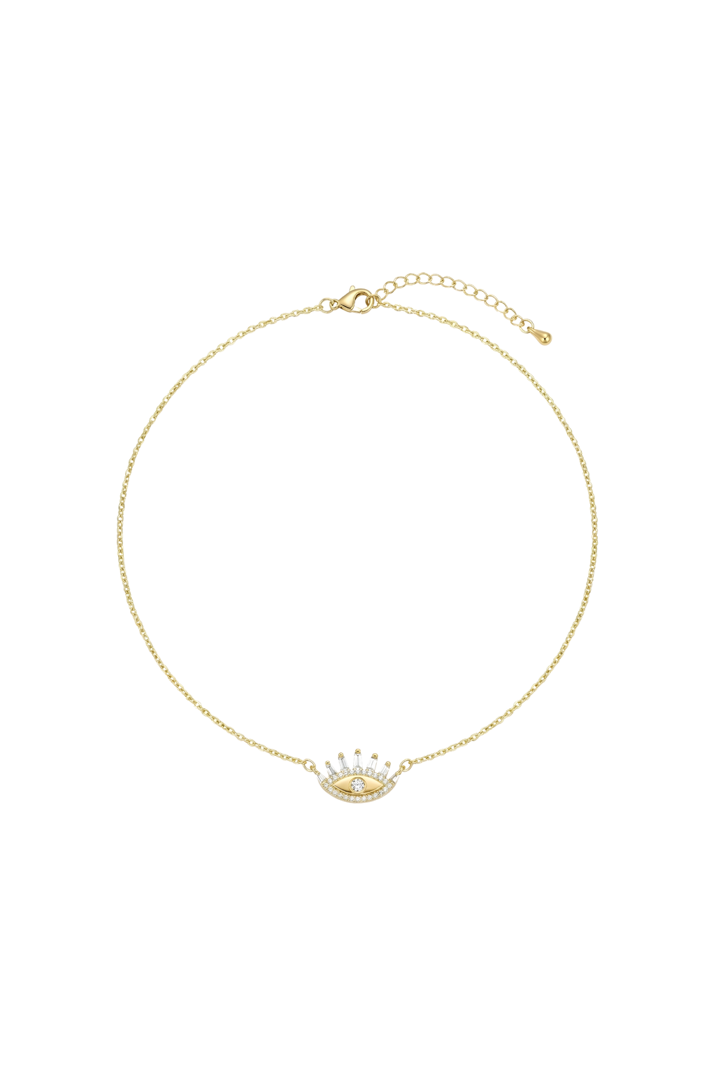 14K Altın Kaplama Baget ve Zirkon Taşlı Göz Kolye 1