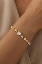 14K Altın Kaplama Beyaz Zirkon Taşlı Kalp Bileklik 2