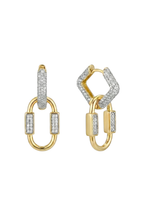 14K Altın Kaplama Çift Halka Taşlı Sallantılı Küpe 2