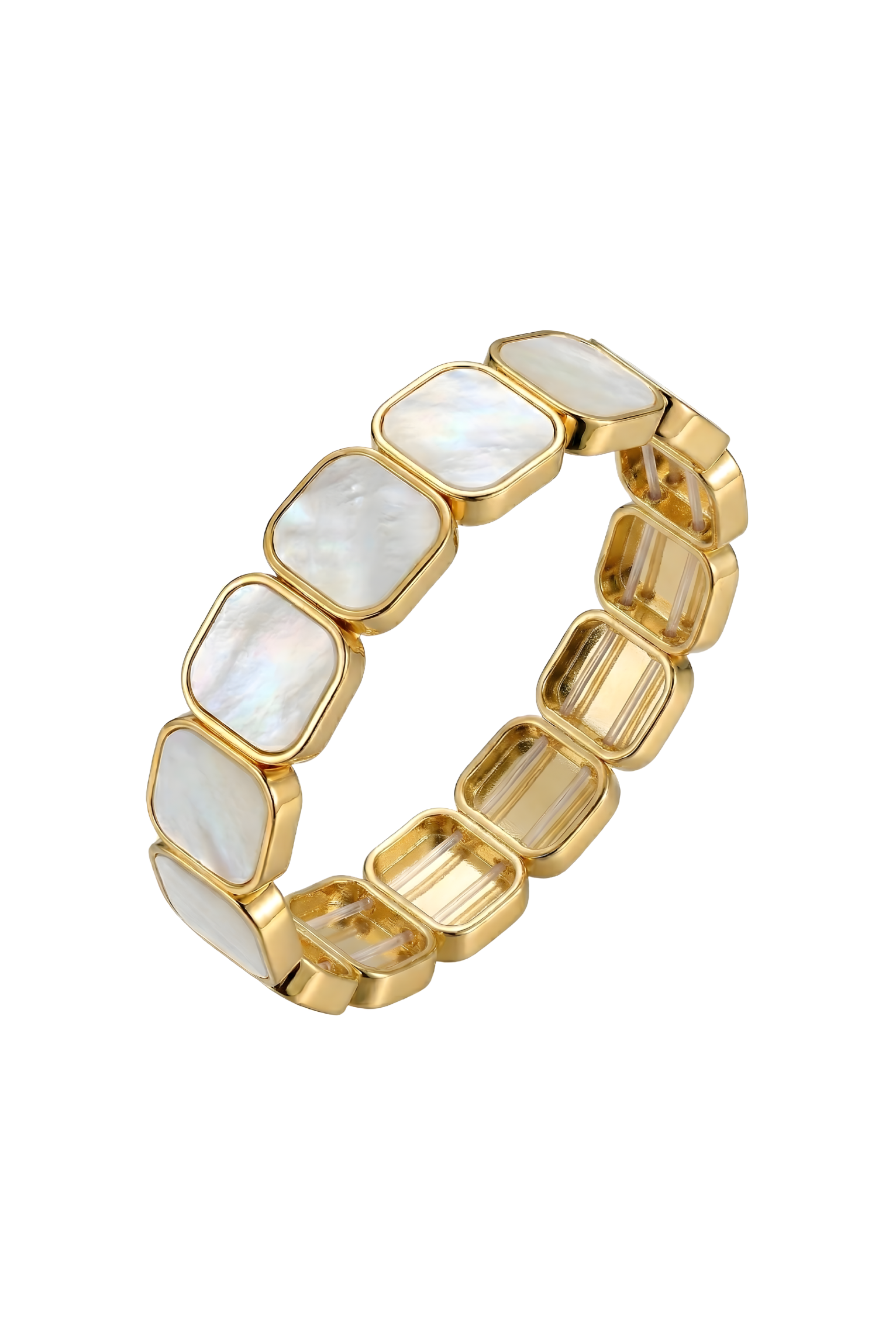 14K Altın Kaplama Kare Sedefli Modern Geometrik Bileklik 1