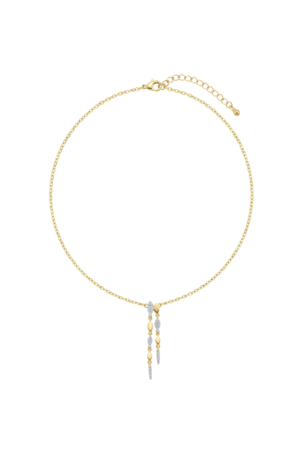 14K Altın Kaplama Markiz Taşlı İkili Salkım Kolye 1