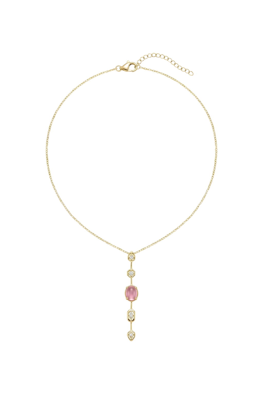 14K Altın Kaplama Pembe Taşlı Zirkon Detaylı Kolye 1
