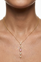 14K Altın Kaplama Pembe Taşlı Zirkon Detaylı Kolye 2