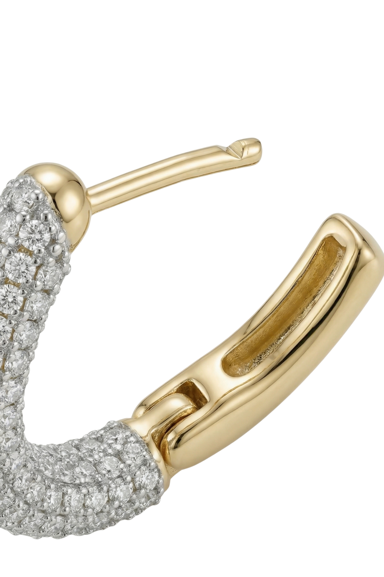 14K Altın Kaplama Tam Tur Taşlı Oval Halka Küpe 10