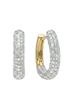 14K Altın Kaplama Tam Tur Taşlı Oval Halka Küpe 4