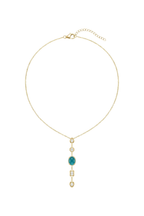 14K Altın Kaplama Turkuaz Taşlı Zirkon Detaylı Kolye 1