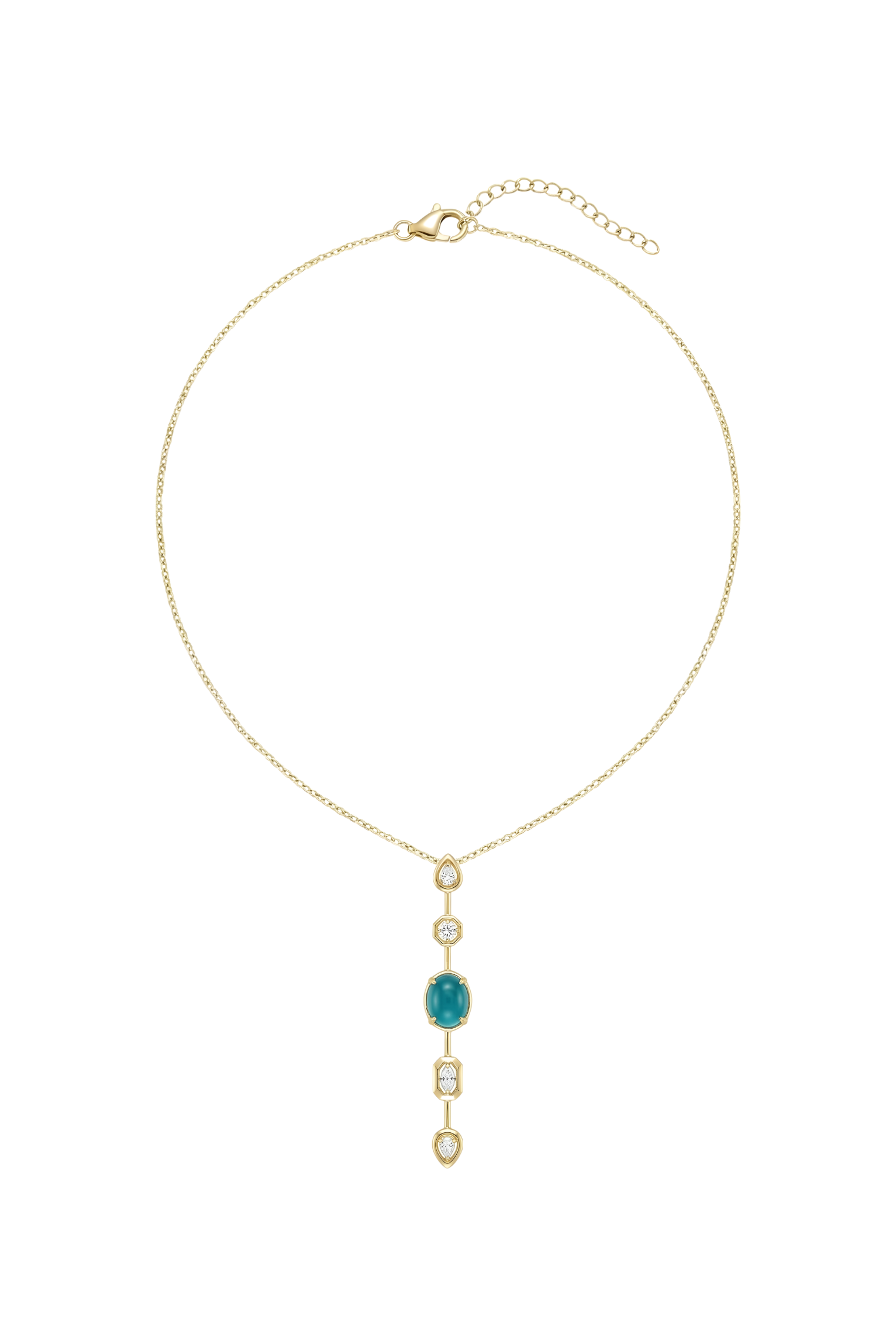 14K Altın Kaplama Turkuaz Taşlı Zirkon Detaylı Kolye 1