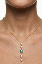 14K Altın Kaplama Turkuaz Taşlı Zirkon Detaylı Kolye 5