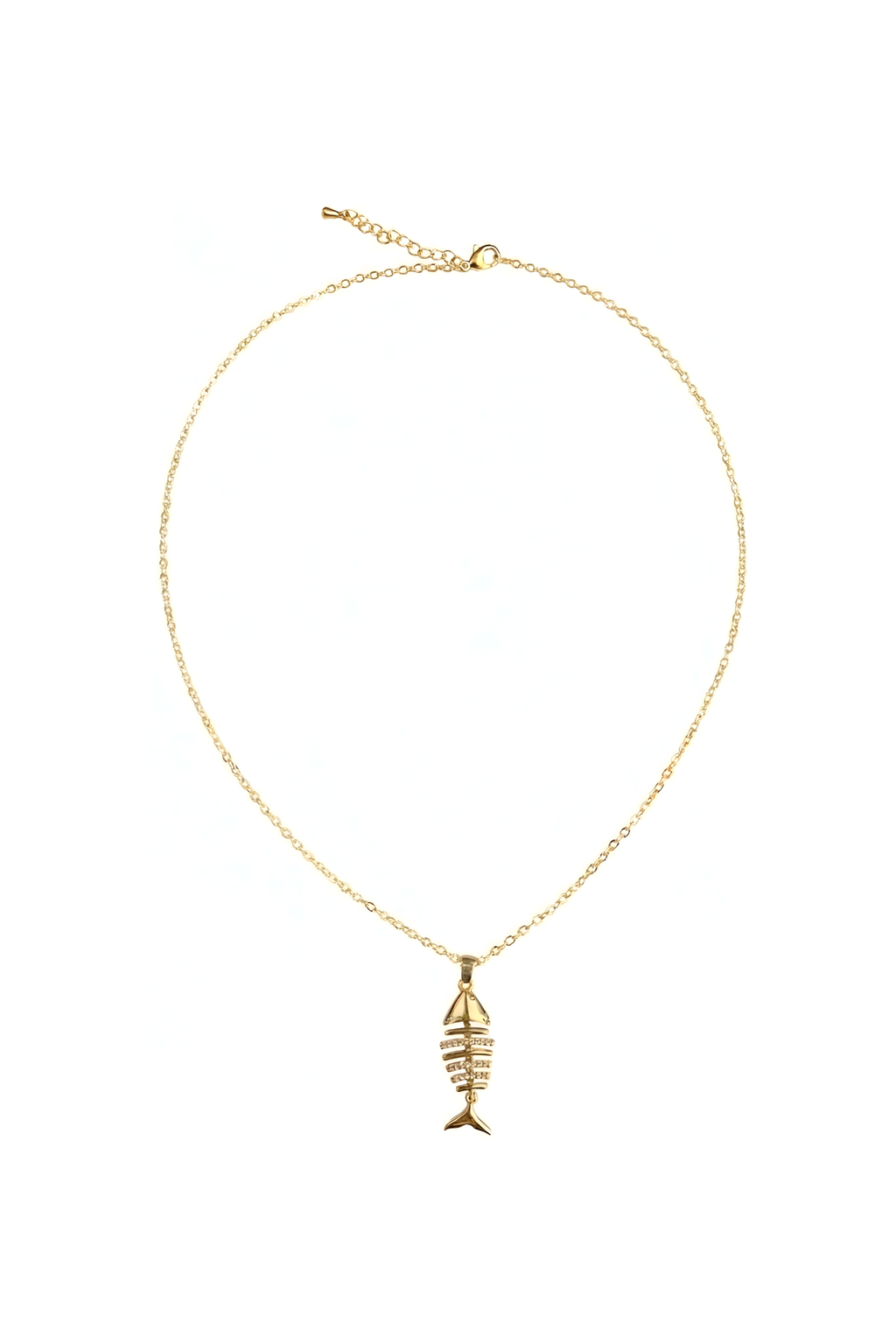 14K Altın Kaplama Zirkon Taşlı Balık Kılçığı Kolye 2