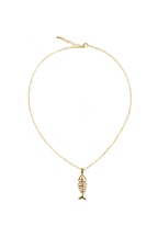 14K Altın Kaplama Zirkon Taşlı Balık Kılçığı Kolye 2