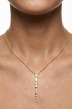 14K Altın Kaplama Zirkon Taşlı ve Gold Kare Sıralı Sallantılı Kolye 2