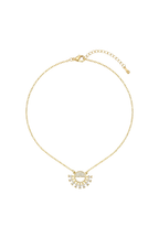 14K Altın Kaplama Zirkon Taşlı Yarım Güneş Kolye 1