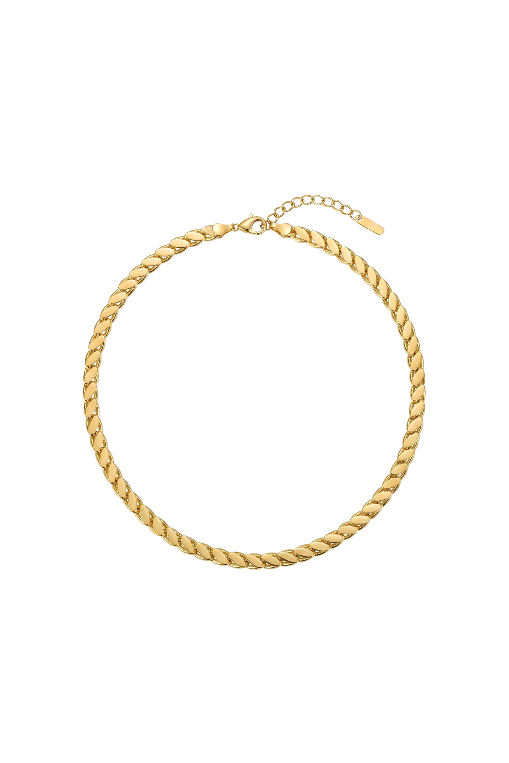 316L Çelik Gold Kalın Yassı Ezme Zincir Kolye 1