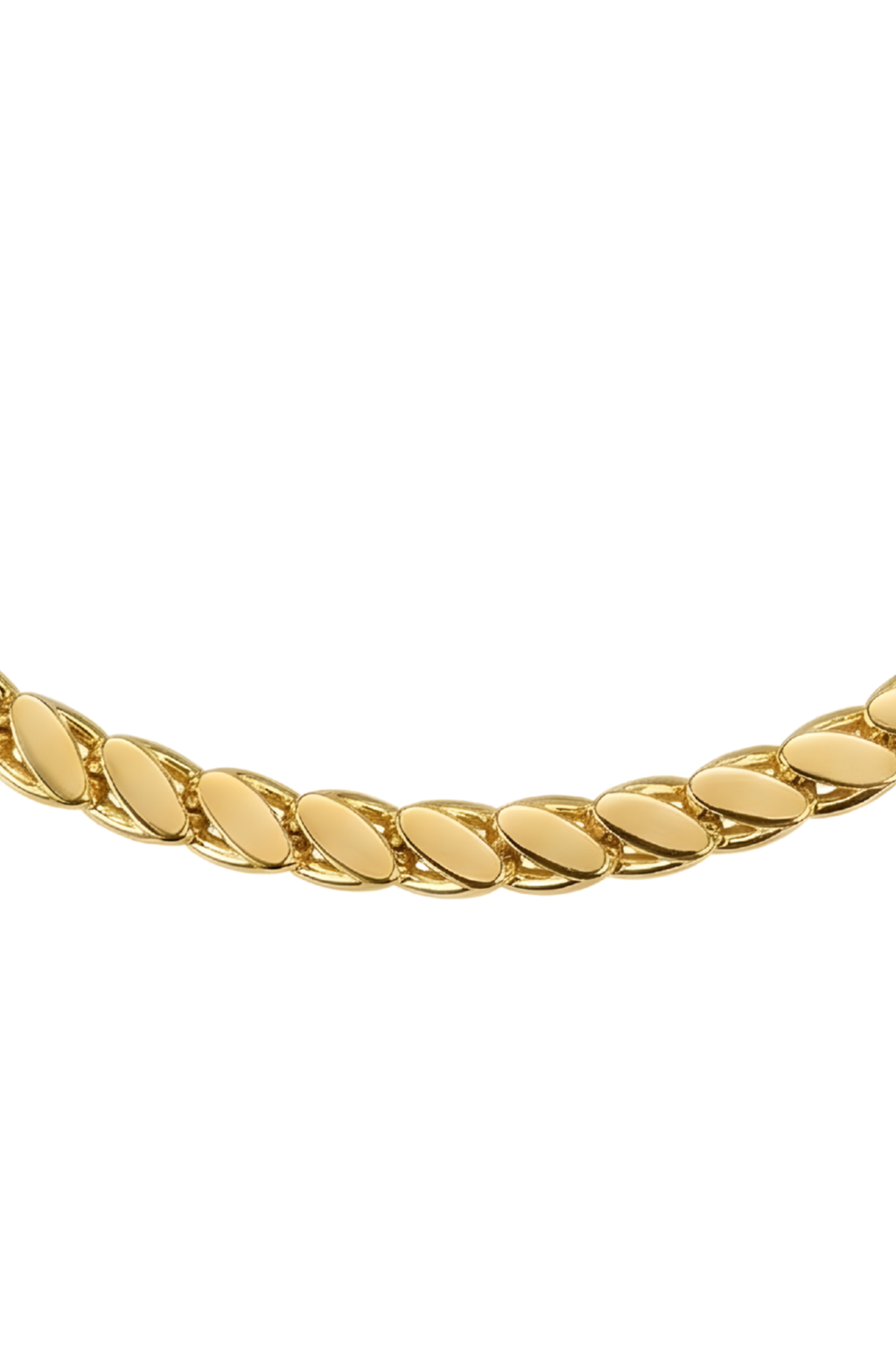 316L Çelik Gold Kalın Yassı Ezme Zincir Kolye 3