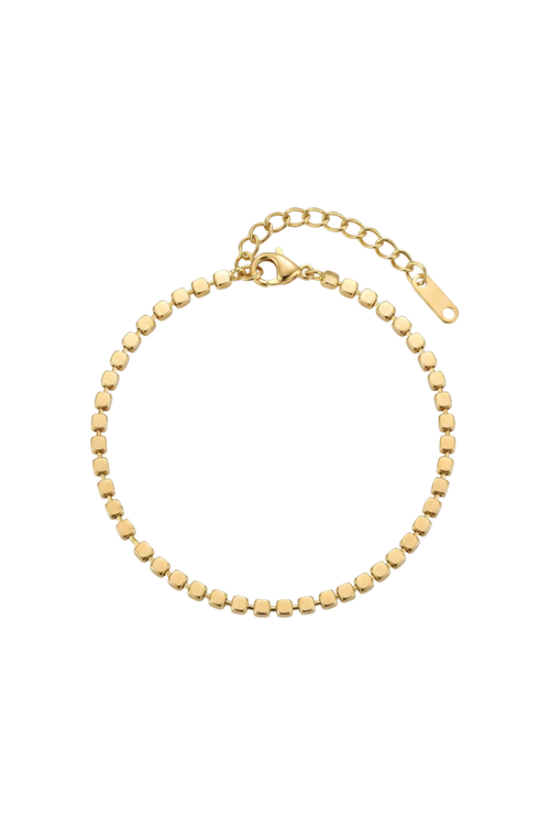 316L Çelik Gold Minimalist Kare Taneli Zincir Bileklik 1