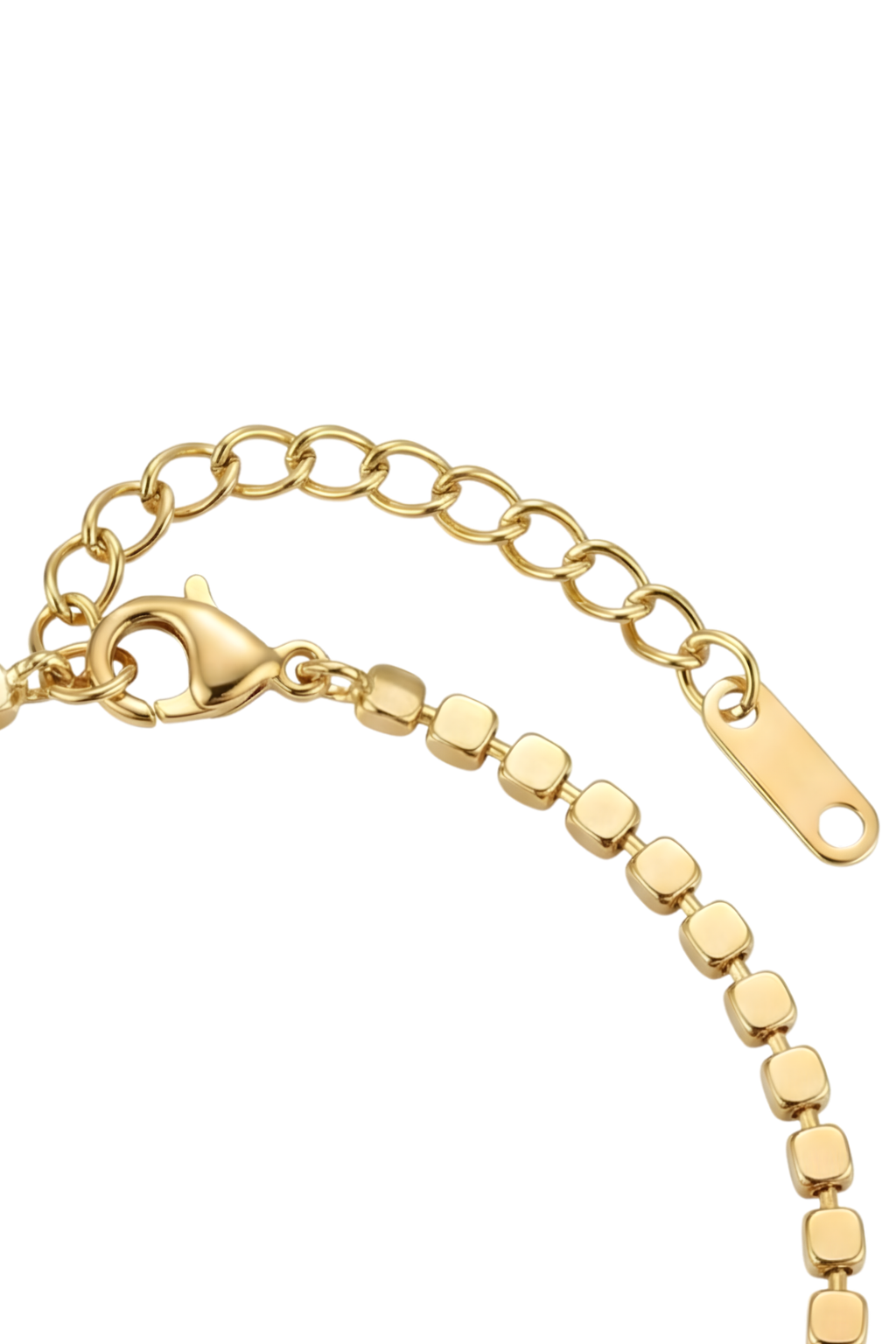 316L Çelik Gold Minimalist Kare Taneli Zincir Bileklik 3