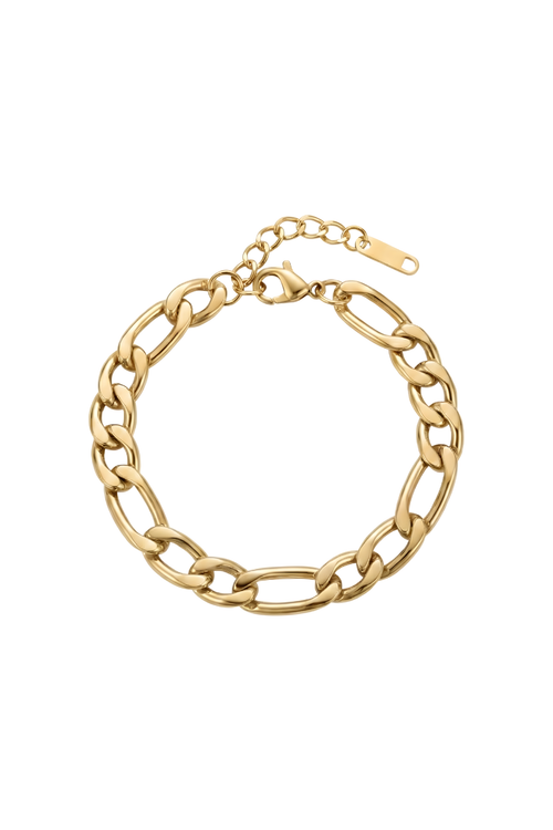 316L Çelik Gold Renk Kalın Figaro Zincir Bileklik 1