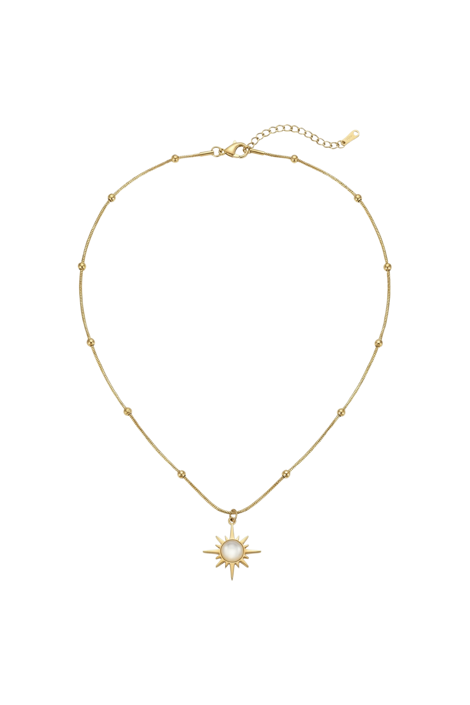 316L Çelik Gold Sedef Taşlı Kuzey Yıldızı Kolye 1