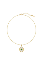 316L Çelik Gold Sedefli Çiçek Madalyon Kolye 1