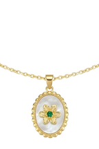 316L Çelik Gold Sedefli Çiçek Madalyon Kolye 3