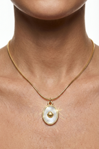 316L Çelik Gold Sedefli Deniz Kabuğu Kolye 2