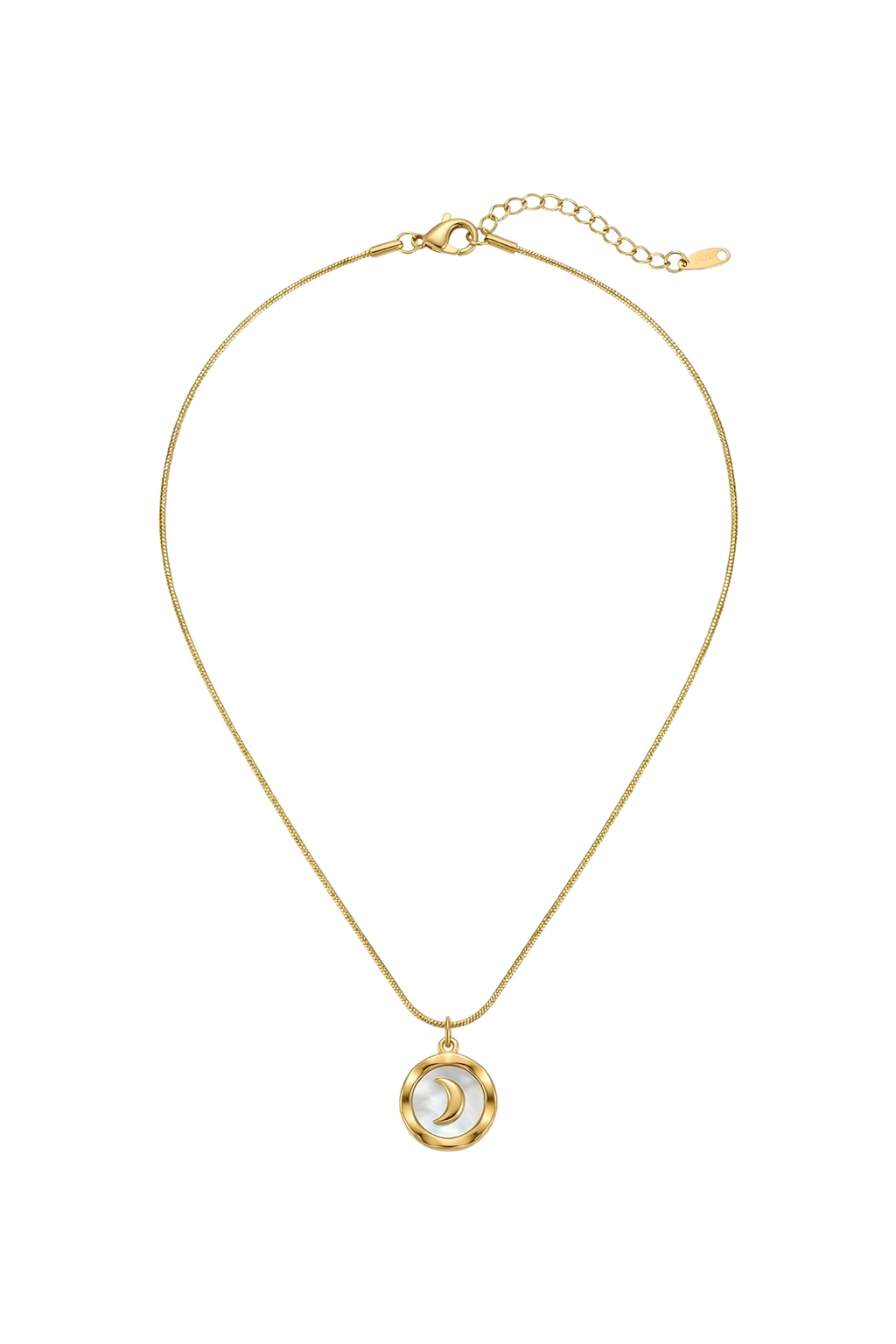 316L Çelik Gold Sedefli Hilal Kolye 1