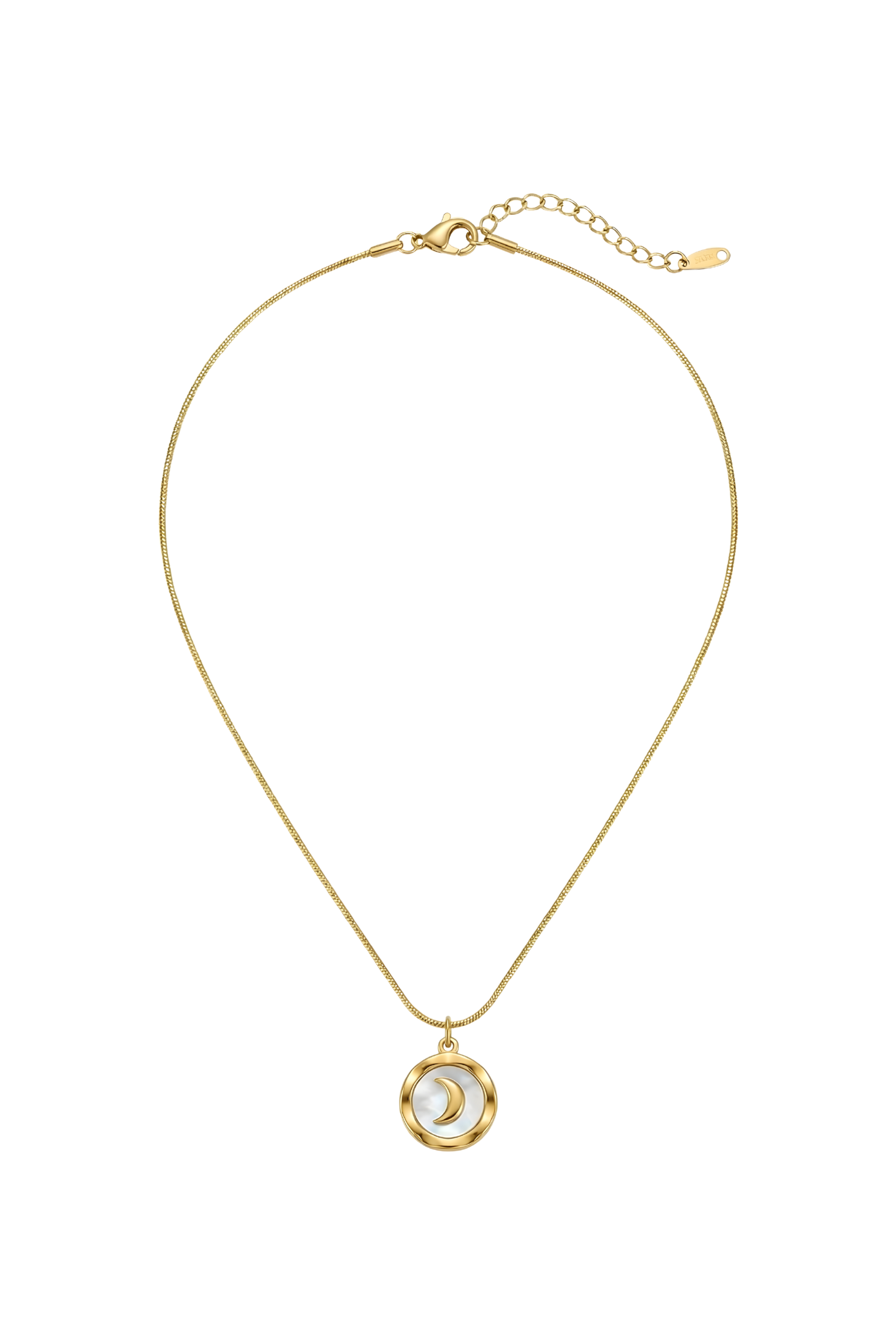 316L Çelik Gold Sedefli Hilal Kolye 1