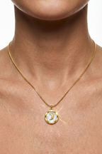 316L Çelik Gold Sedefli Hilal Kolye 2