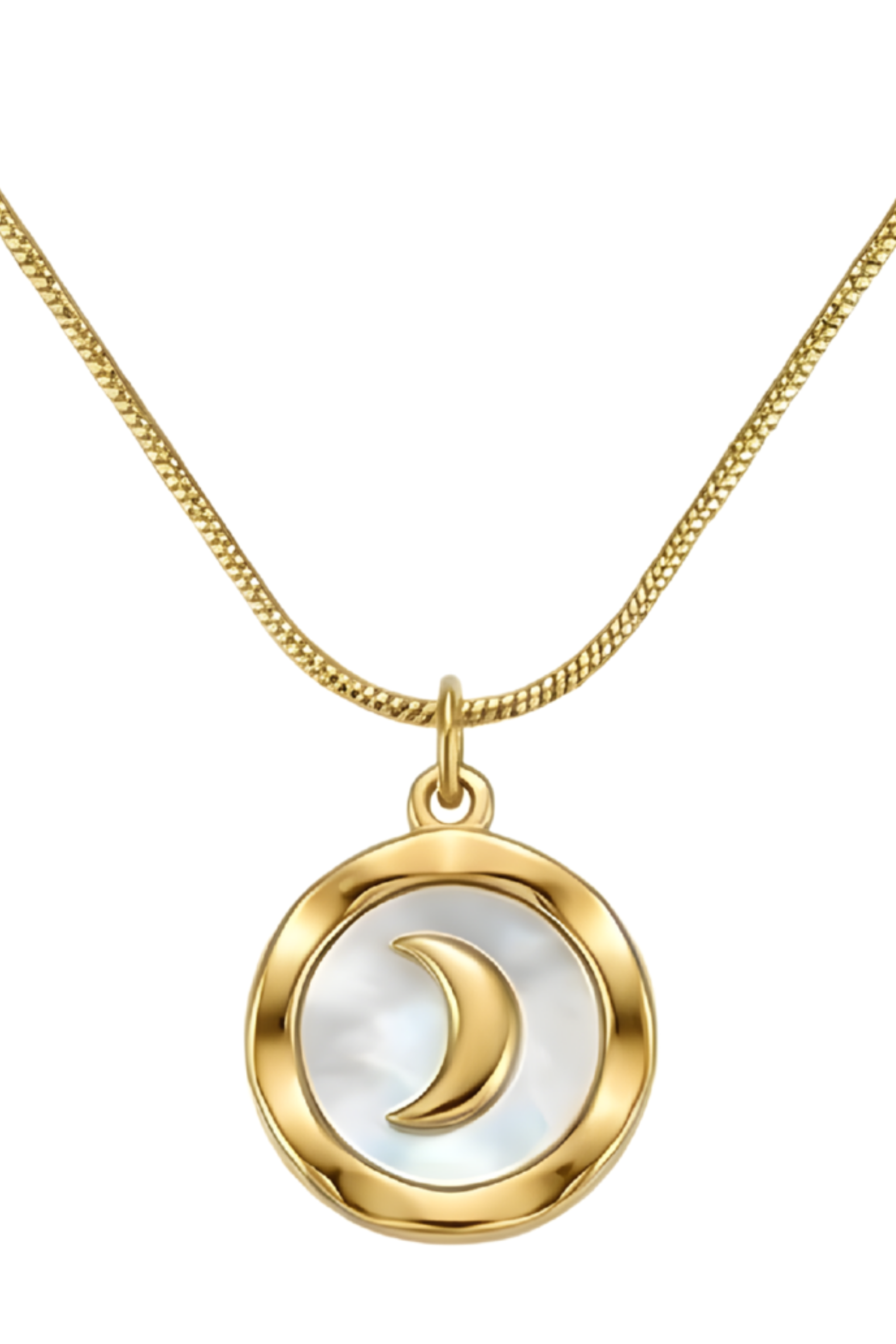 316L Çelik Gold Sedefli Hilal Kolye 3