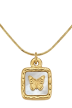 316L Çelik Gold Sedefli Kelebek Kolye 3