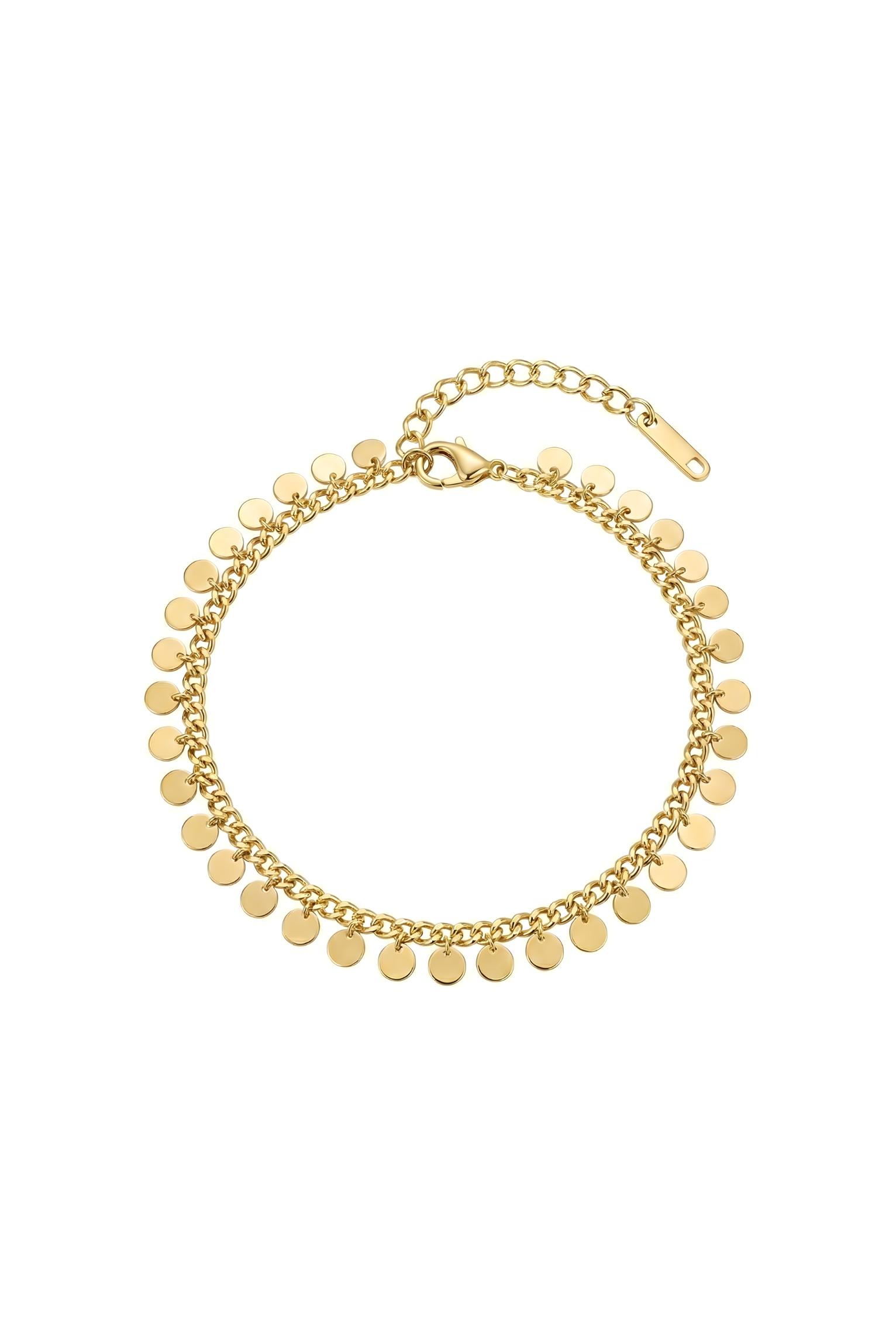 316L Çelik Gold Yuvarlak Pullu Zincir Bileklik 1