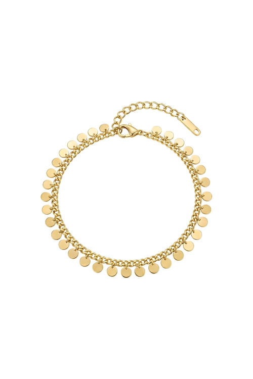 316L Çelik Gold Yuvarlak Pullu Zincir Bileklik 1