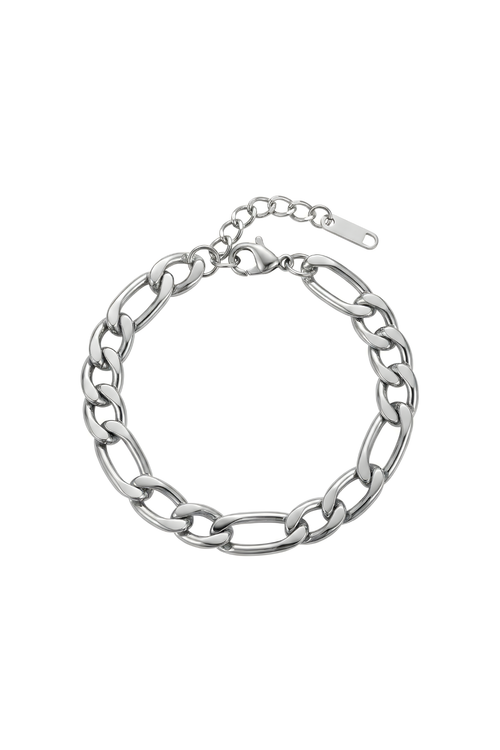 316L Çelik Gümüş Renk Kalın Figaro Zincir Bileklik 1