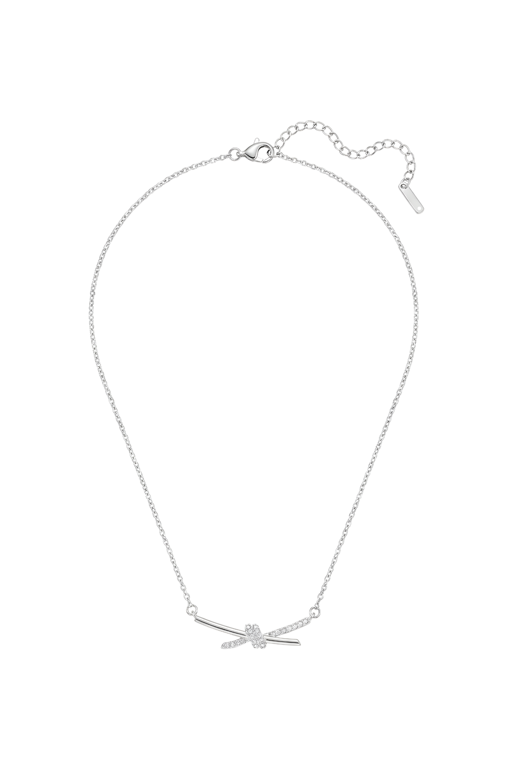 316L Çelik Gümüş Renk Zirkon Taşlı Düğüm Kolye 1