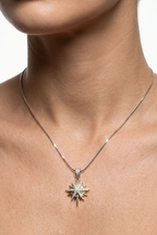 316L Çelik Gümüş Zincirli Gold Detaylı Kuzey Yıldızı Kolye 2