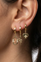 316L Çelik Halka, Yılan ve Kalp Figürlü 3'lü Küpe Seti 2