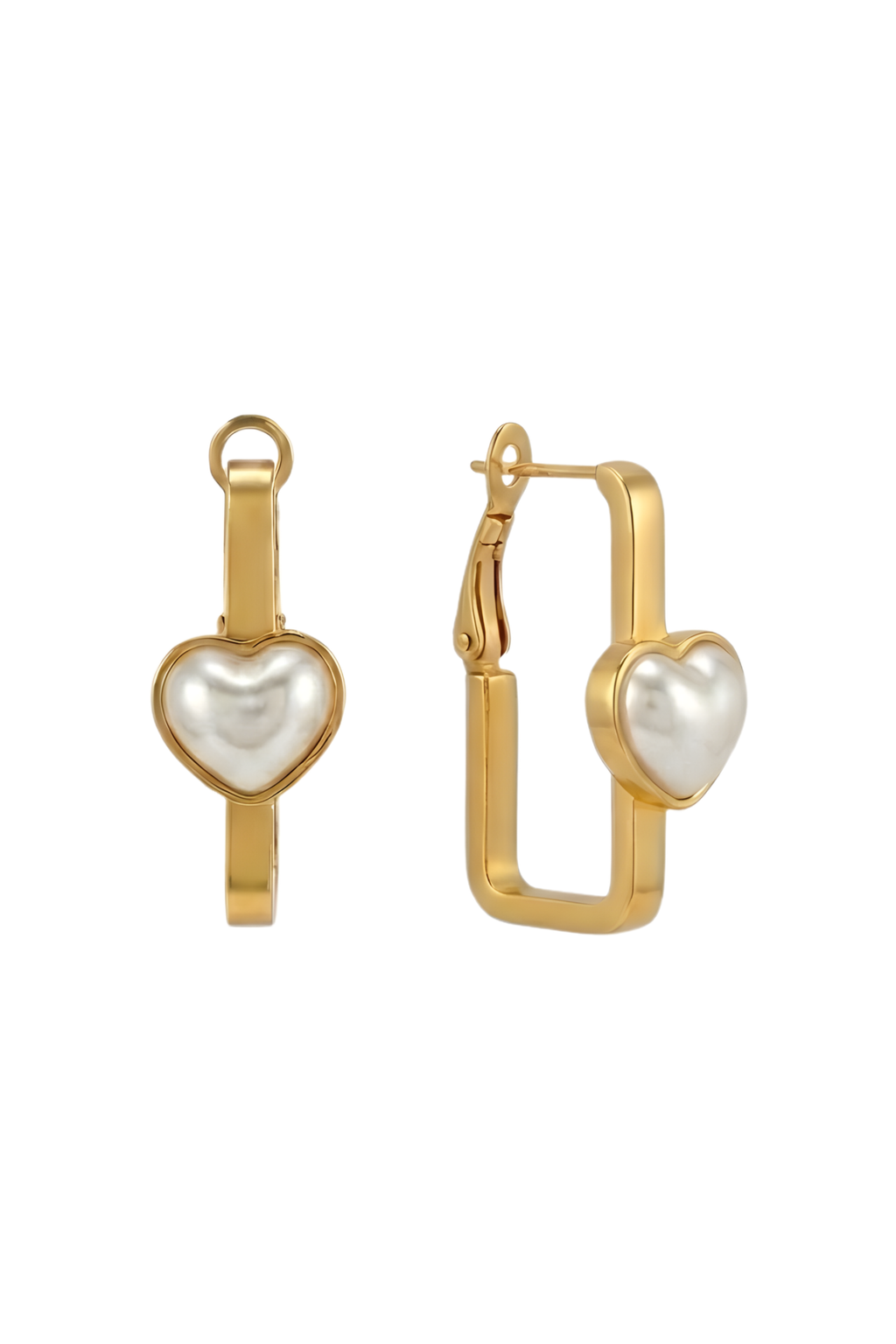 Çelik Kalpli Dikdörtgen Küpe 3